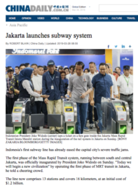 China Daily Jakarta launches subway system short 190328